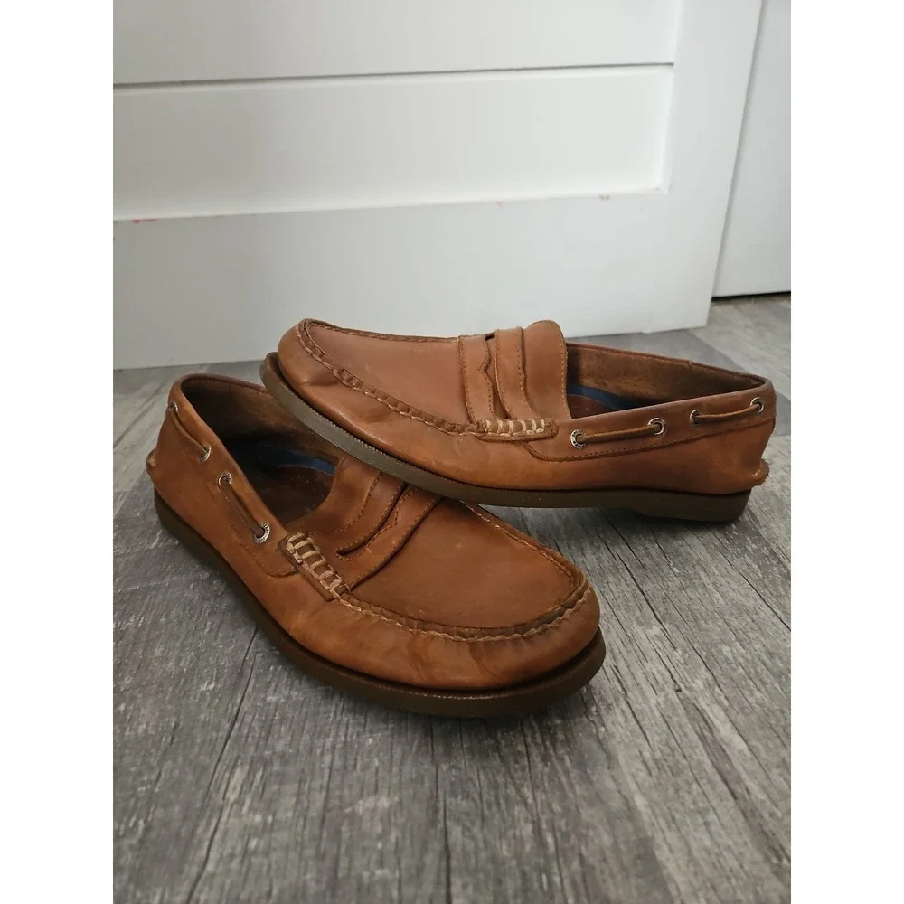 Sperry Top-Sider Mens 10M Leano Penny Loafer Driver Boat Shoes Tan Leather